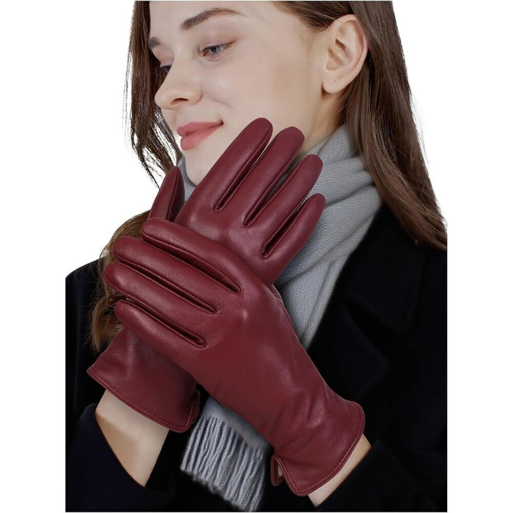Women’s Chrome-free Leather Gloves Warm Cashmere Lined Touchscreen Fashion